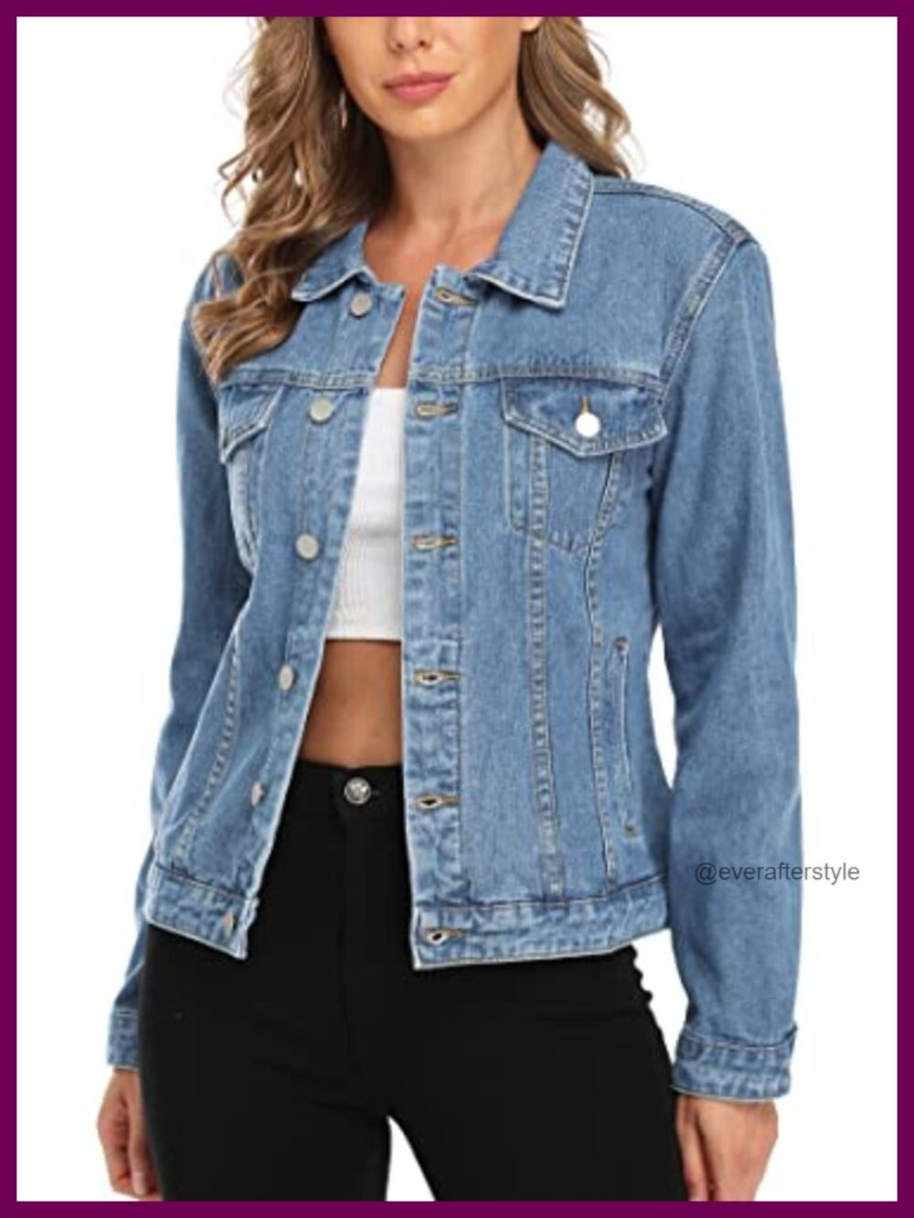 Women's Classic Button Up Long Sleeve Cotton Denim Jacket
